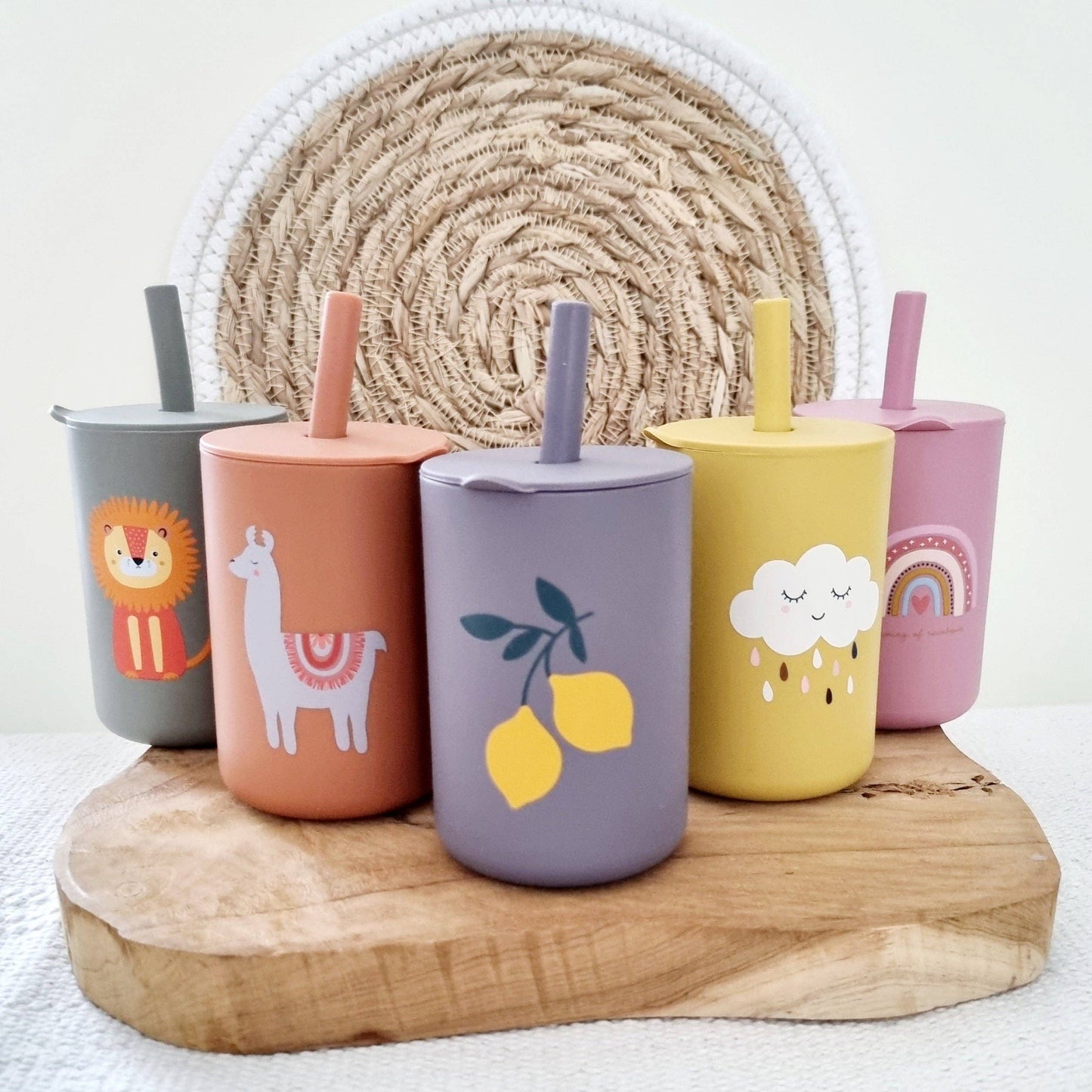 Bicchiere in silicone con cannuccia - Salvia