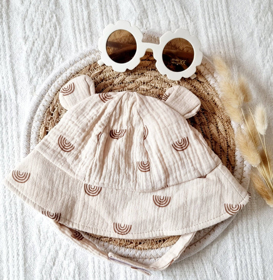 Cappello da sole idrofilo per bambino - Beige con arcobaleno